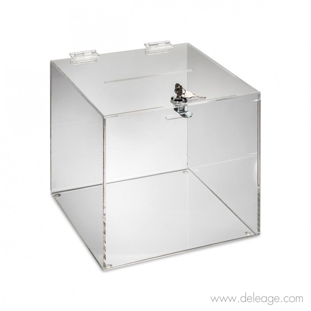 Urnes Cube en plexiglas transparent avec clé