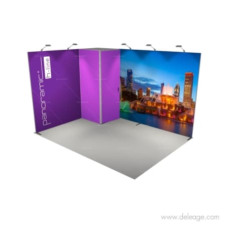 Stand modulaine h line 12m² transportable EN camion vue profilé — Stand modulaire HLINE 12m² avec réserve (vue 6)