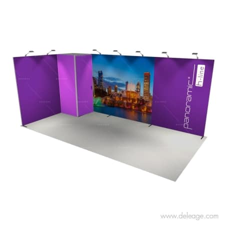 Stand modulaire h line 18m² transportable EN camion vue profilé — Stand modulaire HLINE 18m² avec réserve (vue 6)