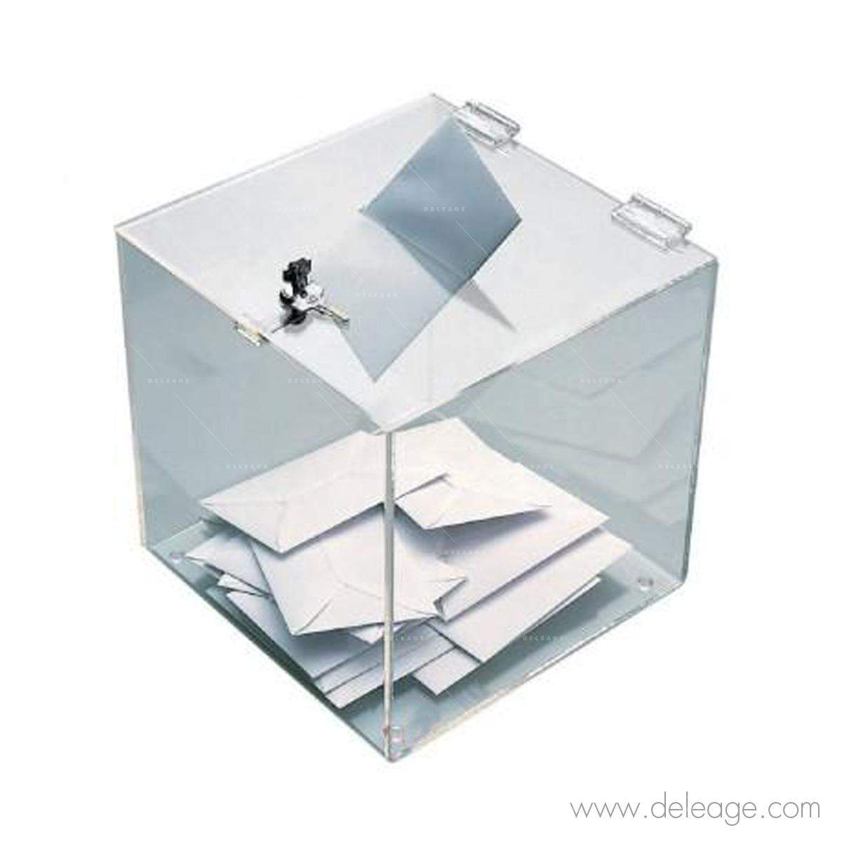 Urne Transparente Standard Avec Serrure - Acrylique Cristal Pour Tombolas, Élections Ou Boîte à Idées - 300 Bulletins