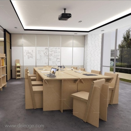 Chaise EN carton alveolaire — Mobilier en carton TABLE HAUTE mange debout
