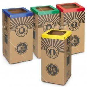 Poubelle carton recyclé 100L, carton blanc ou brun personnalisable