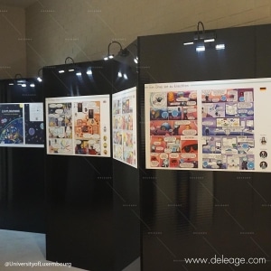 Exposition panneau ZIG-ZAG éclairage LED — EXPO au Luxembourg : quand la BD rencontre la science ! (vue 2)