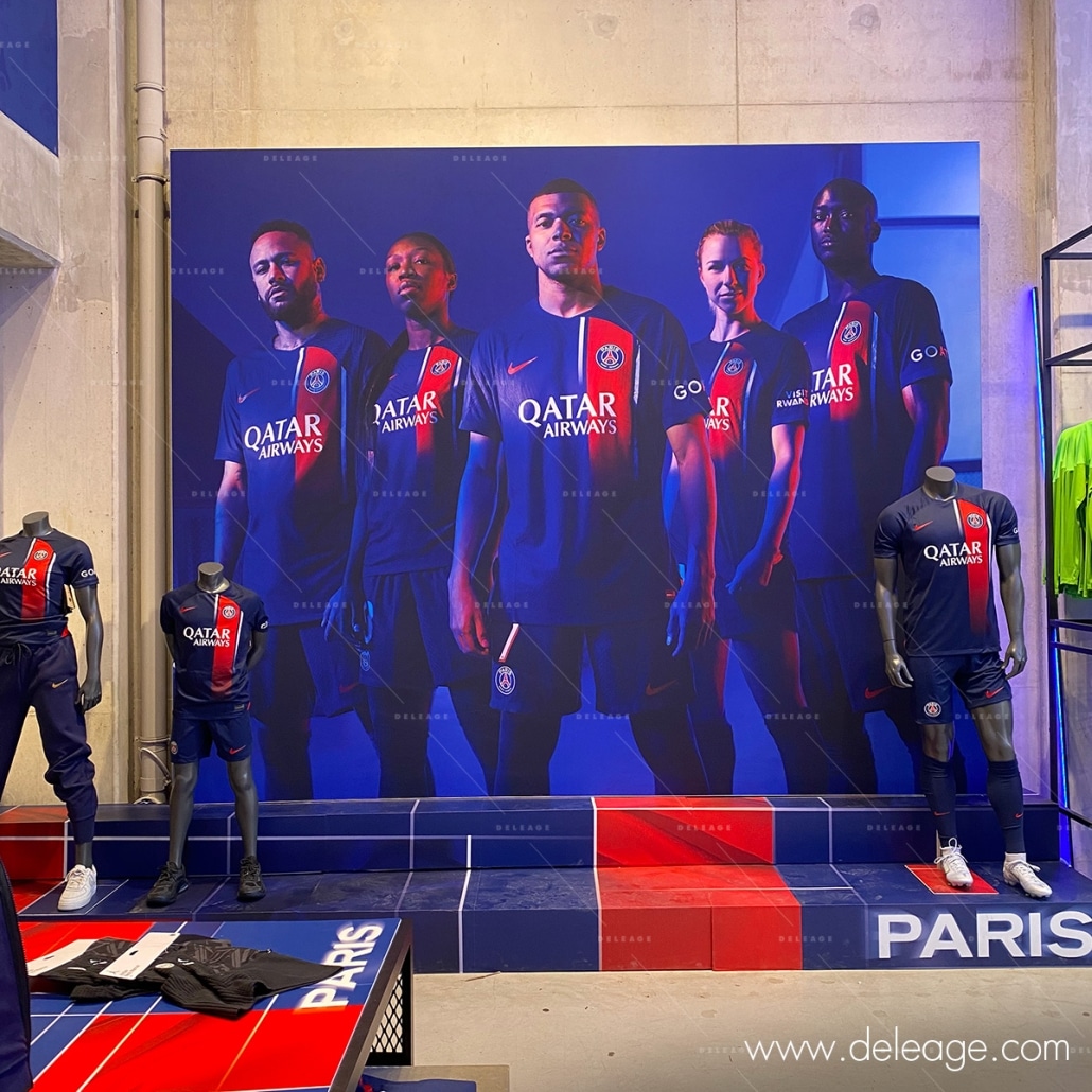 Nouvelle décoration dans les boutiques et vitrines du PSG : Deléage